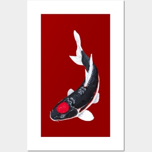 Black Tancho Koi Carp Posters and Art